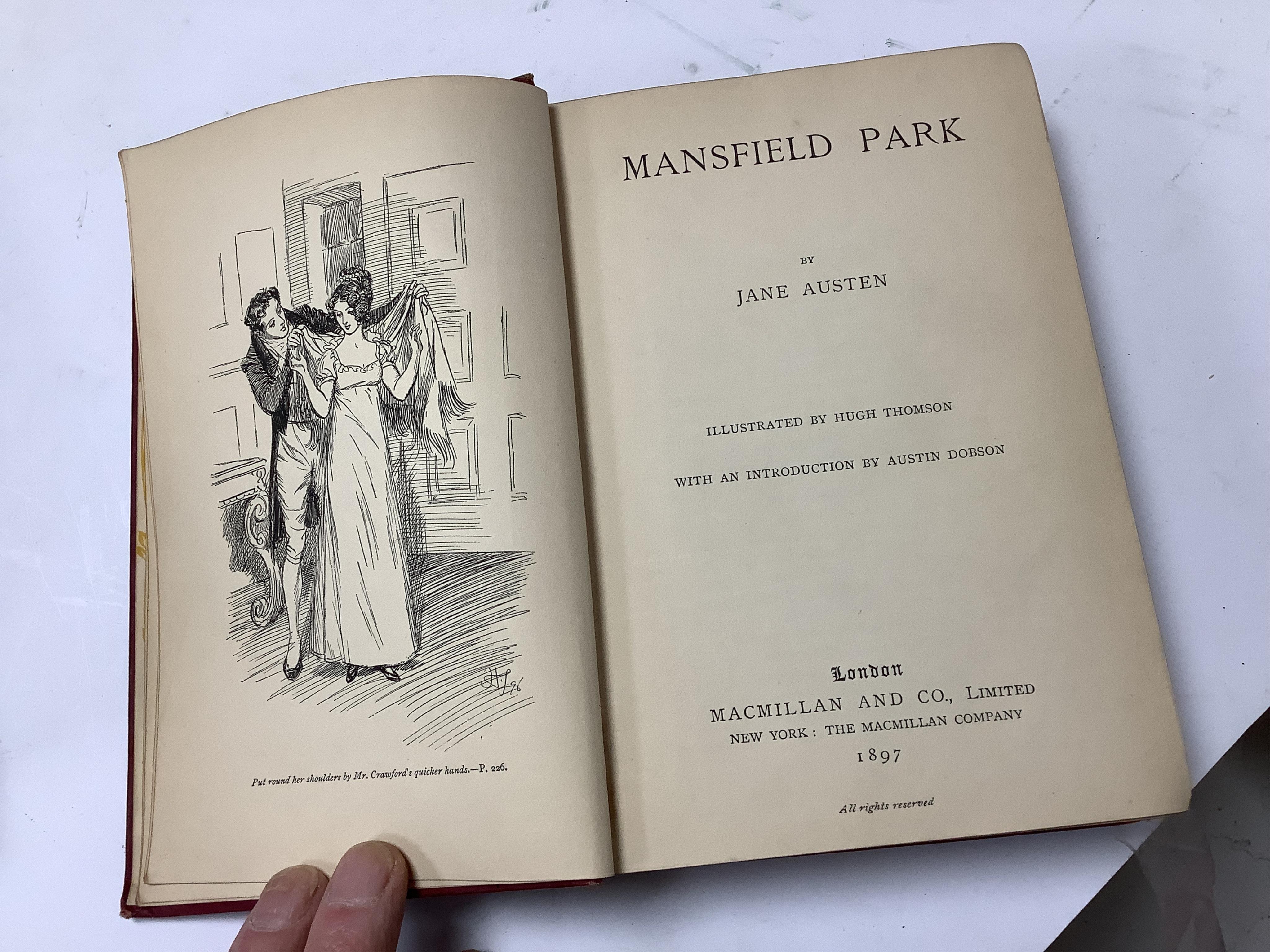 Austen, Jane - Mansfield Park, Illustrated by Hugh Thomson, with an Introduction by Austin Dobson. 1st edition. frontis and num. text illus.; original gilt decorated cloth, ge., coloured and decorated e/ps. Macmillan and